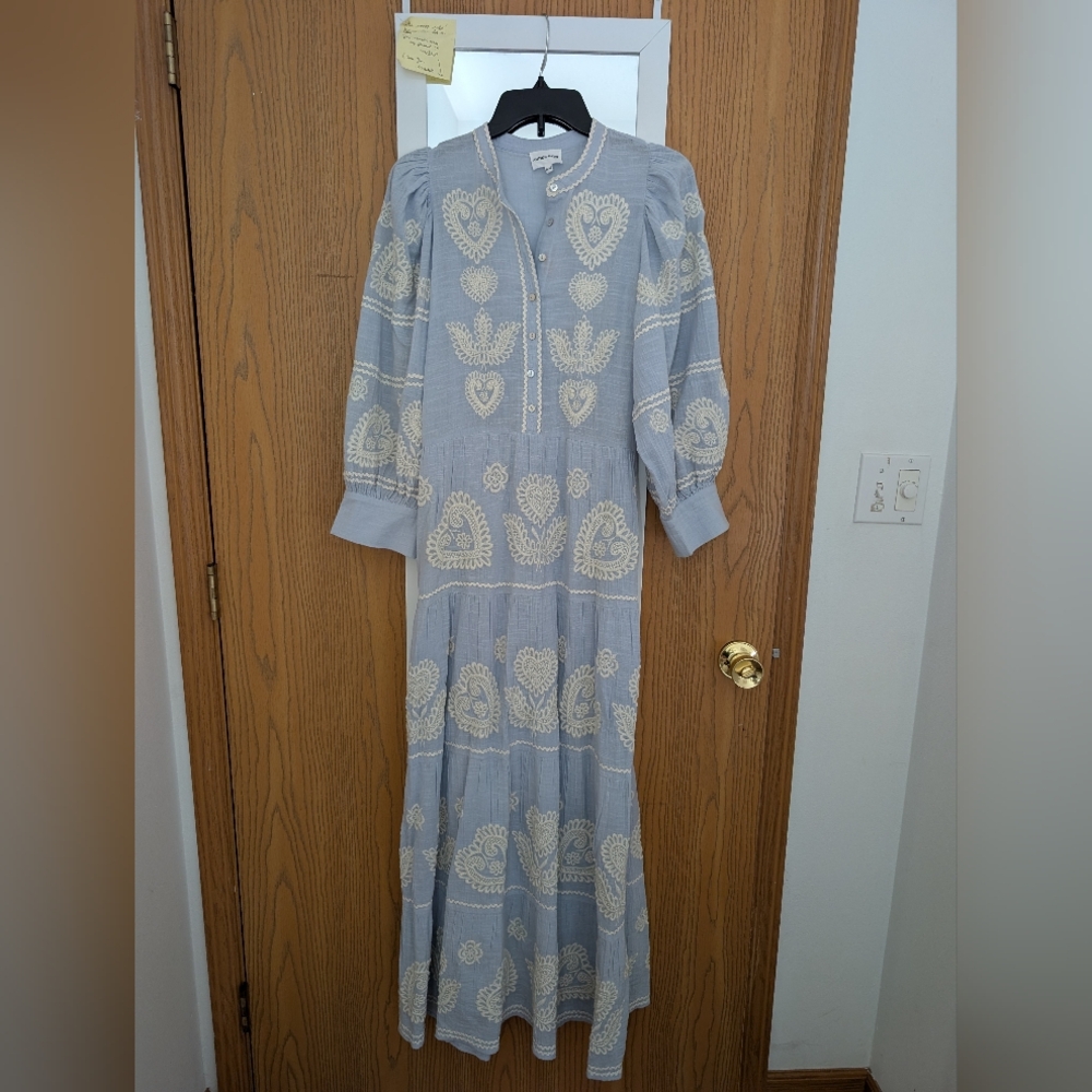 Antik Batik Elegant Blue Embellished Maxi Dress